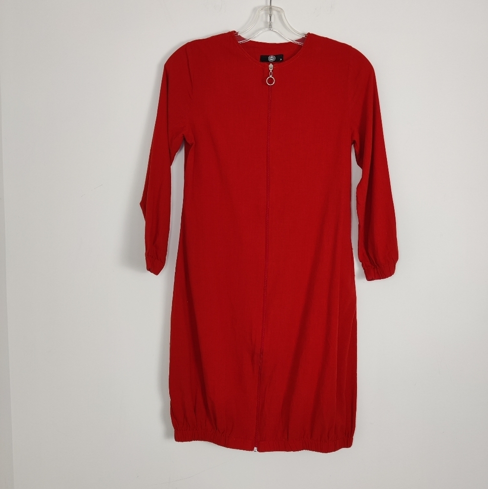 NB Red Long-Sleeve Zip-Up Dress in Dark Orange - Size EU 38